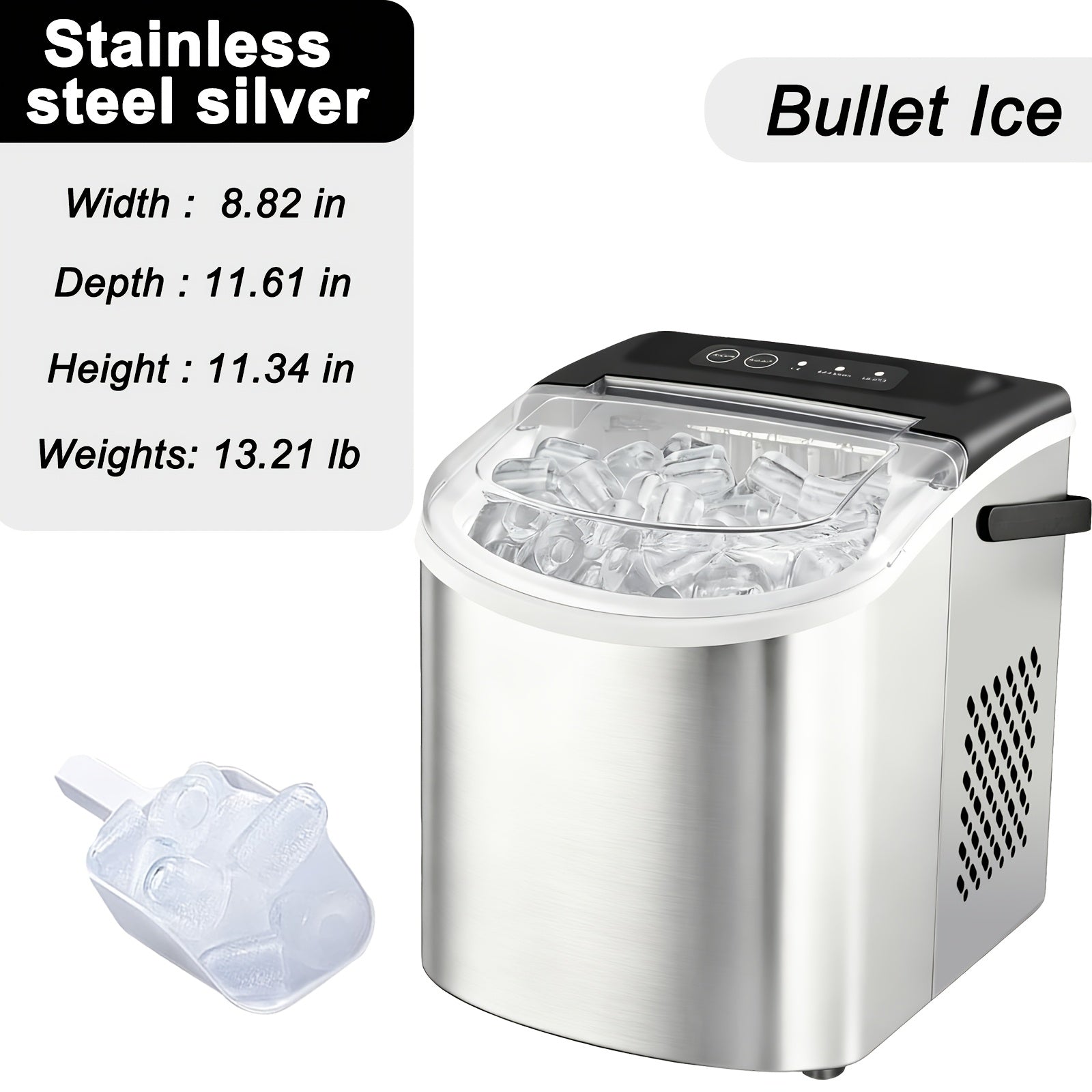 26 lb Portable Countertop Bullet Ice Maker with Handle