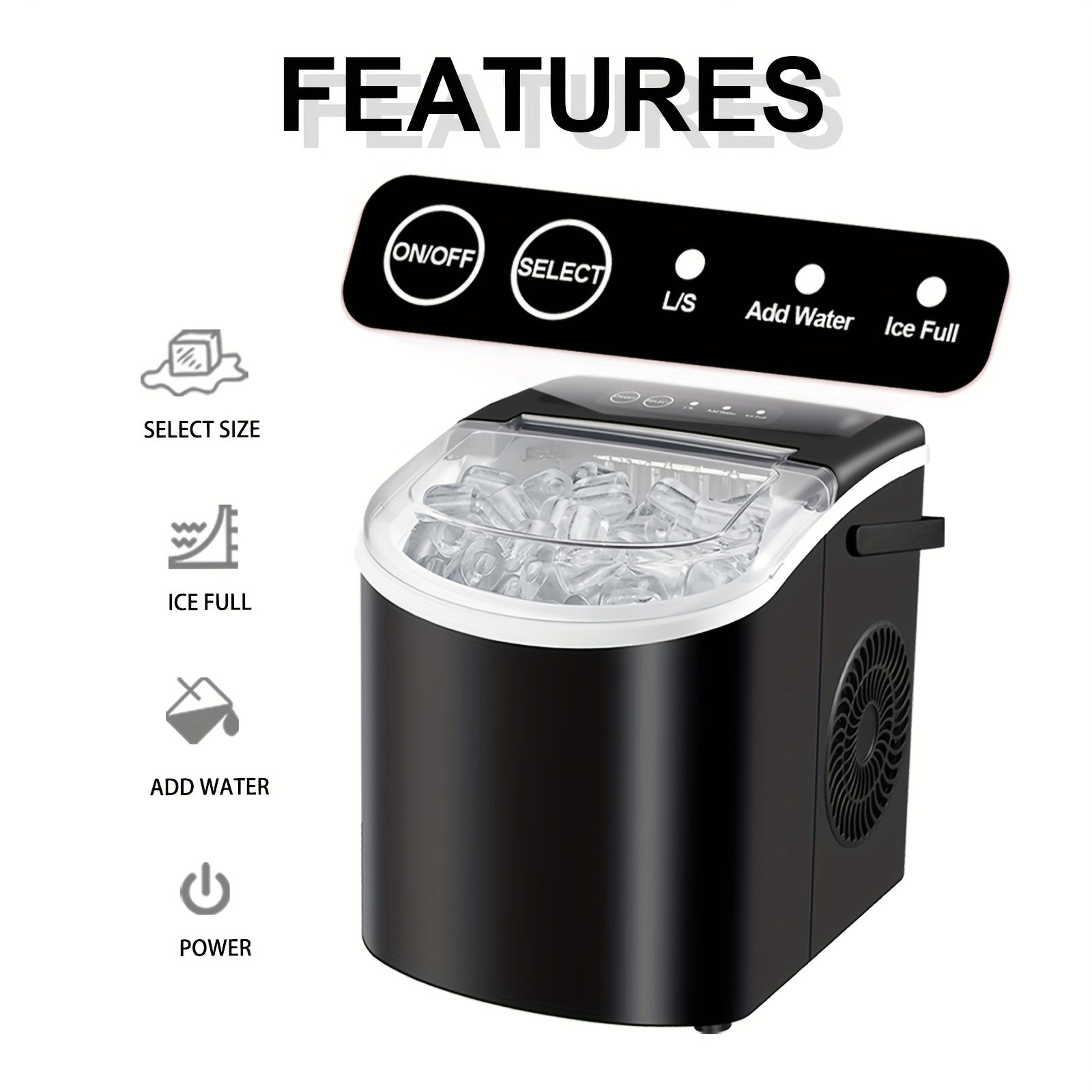 26 lb Portable Countertop Bullet Ice Maker with Handle