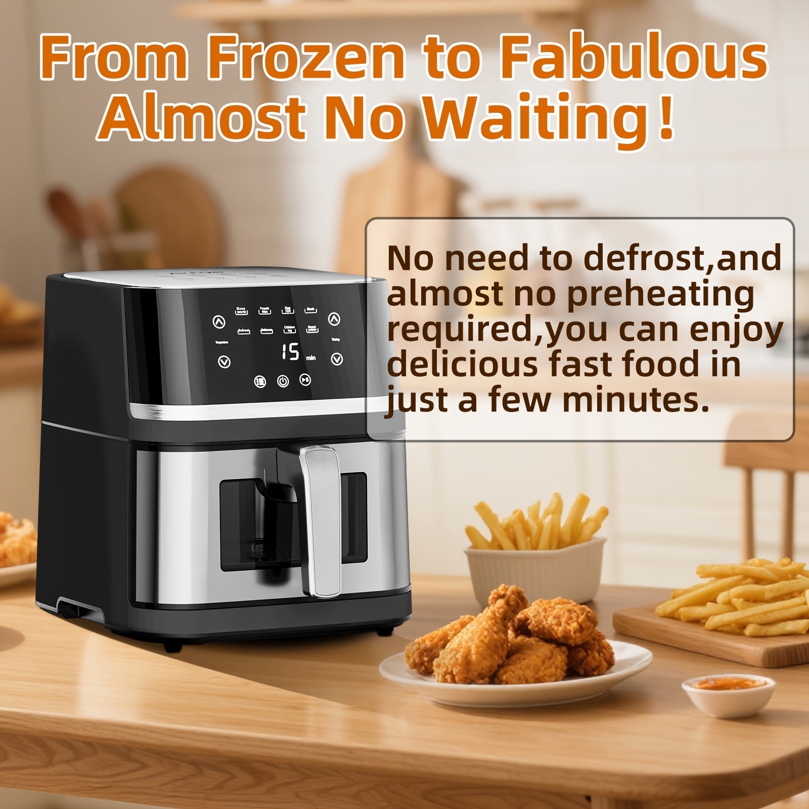 8 Quart Stainless Steel Digital Air Fryer with Viewing Window