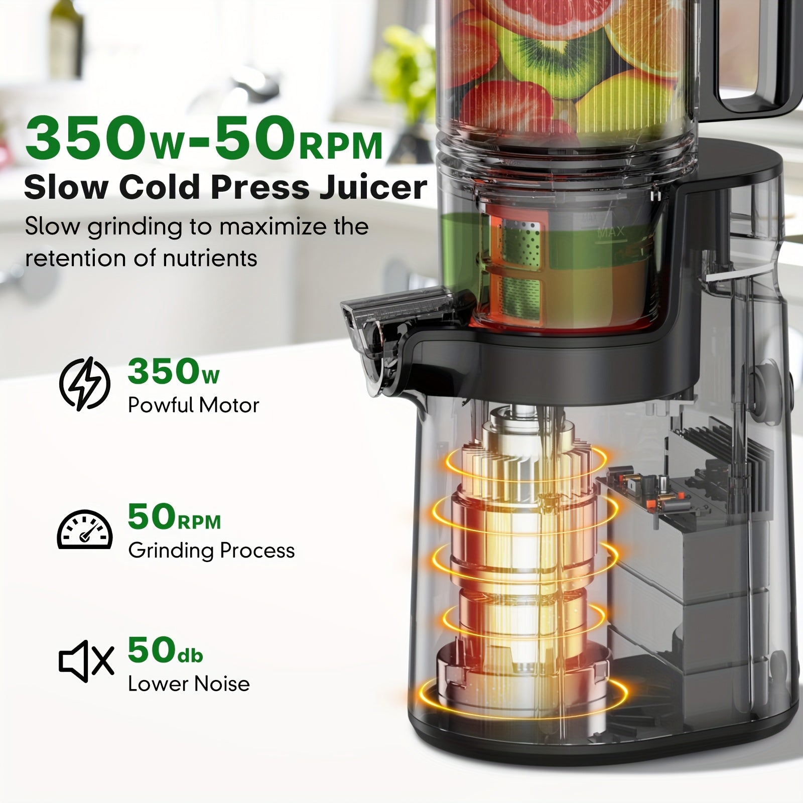 CJ200 350W Wide Feed Masticating Juicer