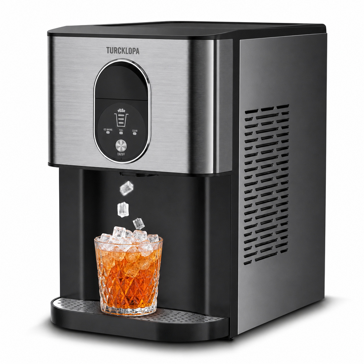 TURCKLOPA FreshIce countertop nugget ice maker in stainless steel