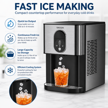 Fast ice making feature graphic for TURCKLOPA countertop ice maker