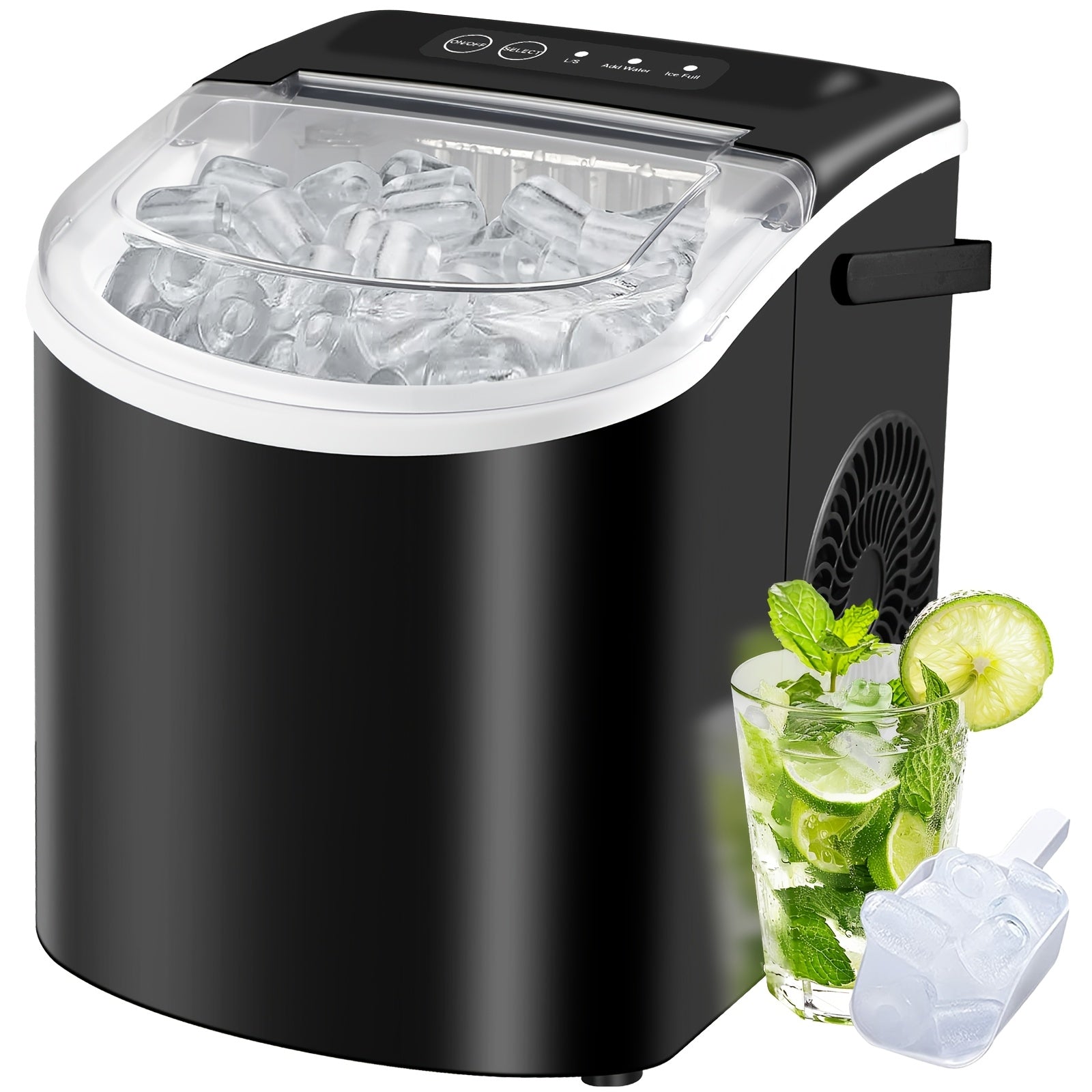 26 lb Portable Countertop Bullet Ice Maker with Handle